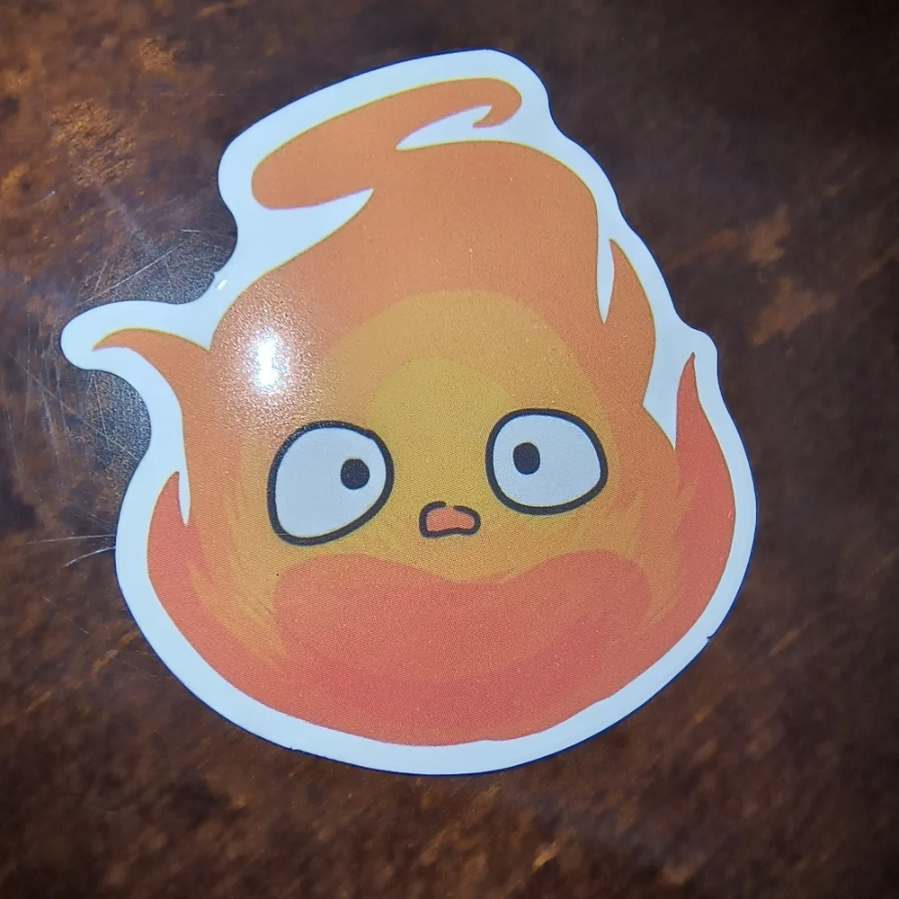 Flame Vinyl Sticker - Orange and Yellow - Calcifer Studio Ghibli Howls Moving